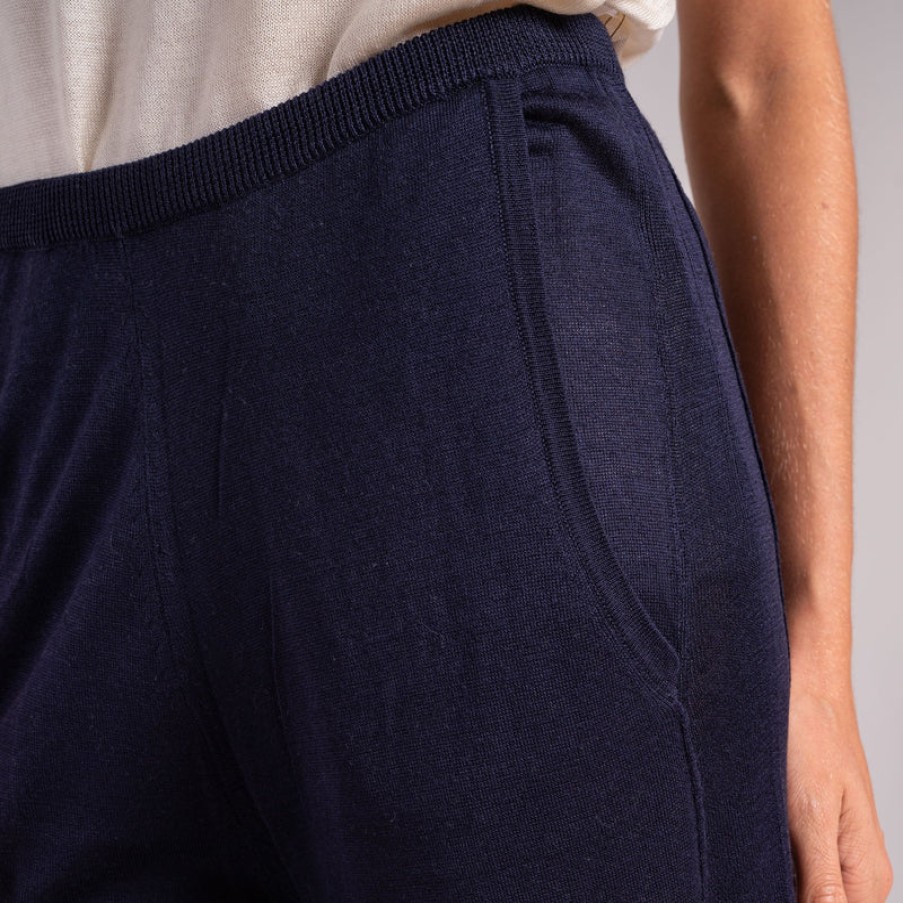 JEAN & TEMPLE Silk & Cashmere Trousers In Navy | Collen & Clare Hot