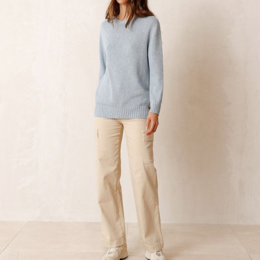 INDI & COLD Cotton Knit Sweater In Sky Best