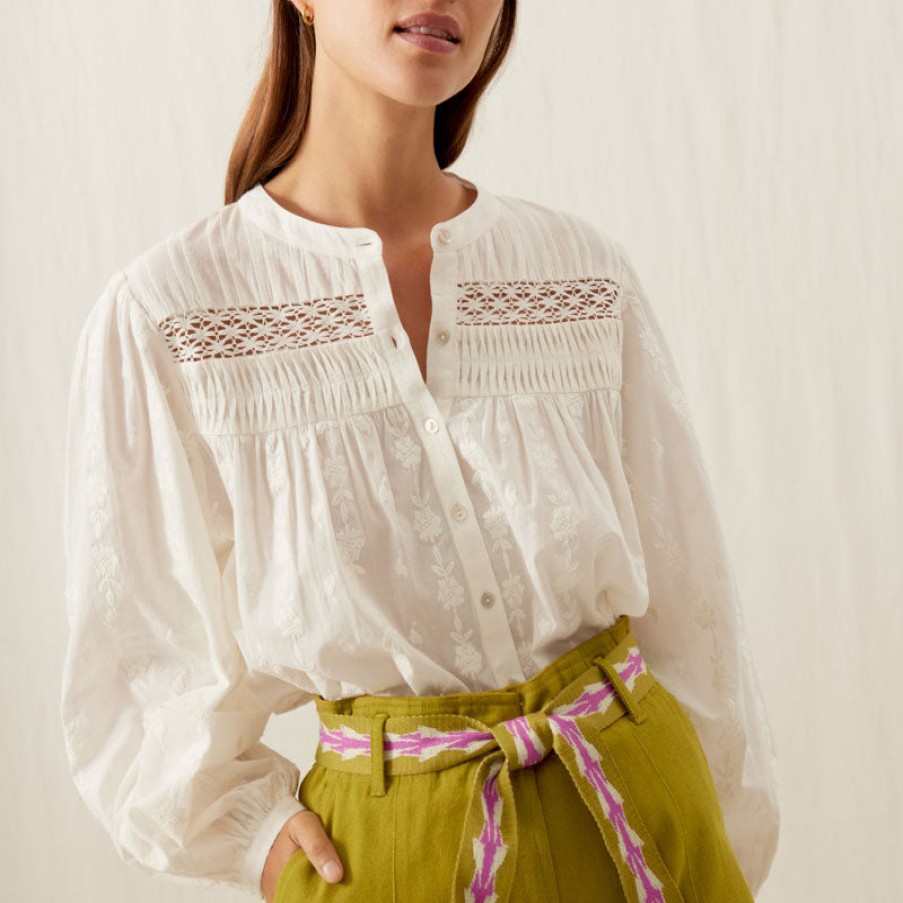 LOUISE MISHA Jally Embroidered Shirt In Off White Best