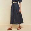 OTTOD'AME Long Linen Skirt In Blue Online