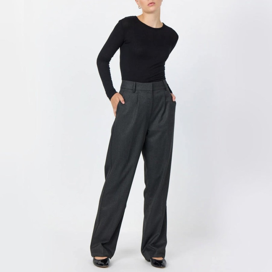 LEVETE ROOM Deacon 1 Trousers In Dark Grey Melange | Collen & Clare Clearance