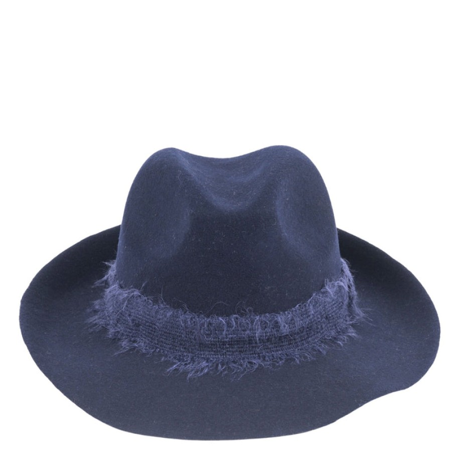 TRAVAUX EN COURS Felt Fedora With Mohair Band - Navy Online