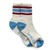 IVY ELLIS Ladies Moon Vintage Cotton Sport Socks In Ecru/Pale Blue/Red | Collen And Clare Wholesale