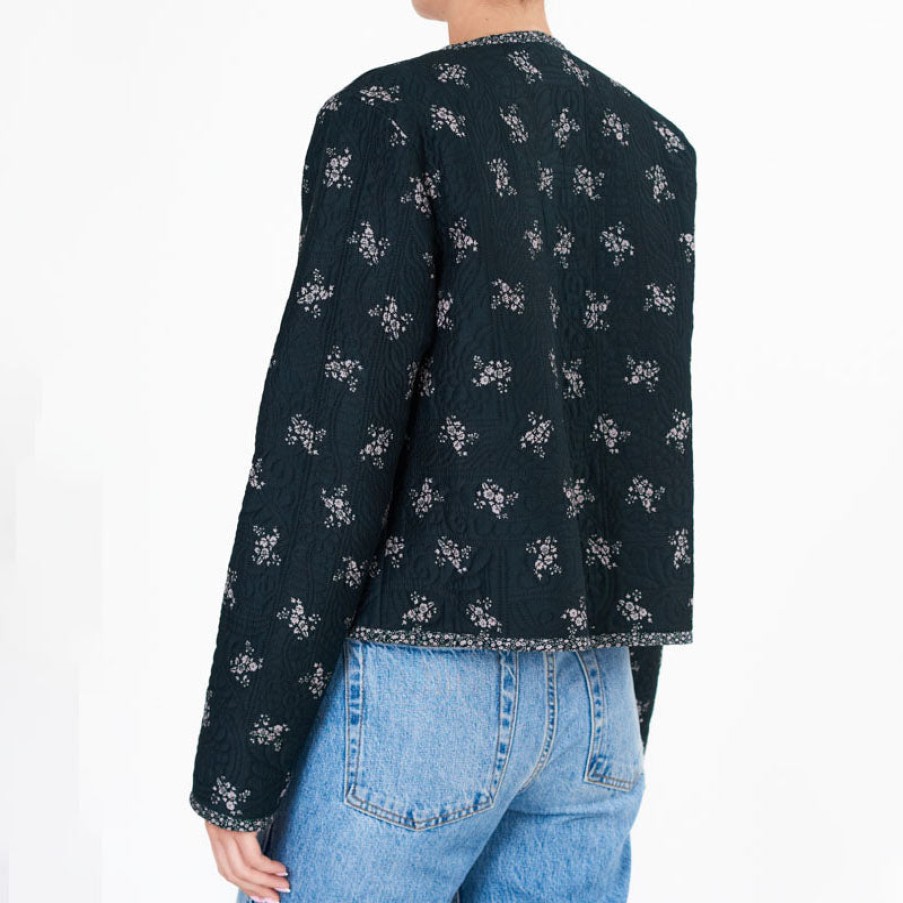 M.A.B.E Vivi Print Quilt Jacket In Faded Black Clearance