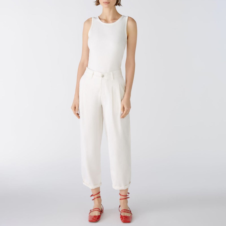 OUI The Relaxed Trousers In Off White Wholesale