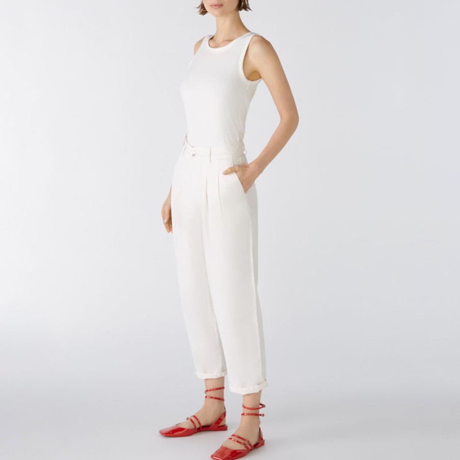 OUI The Relaxed Trousers In Off White Wholesale