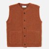 UNIVERSAL WORKS Lancaster Fleece Gilet In Rust Wholesale