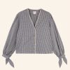 MEADOWS Medlar Gingham Blouse In Navy Hot