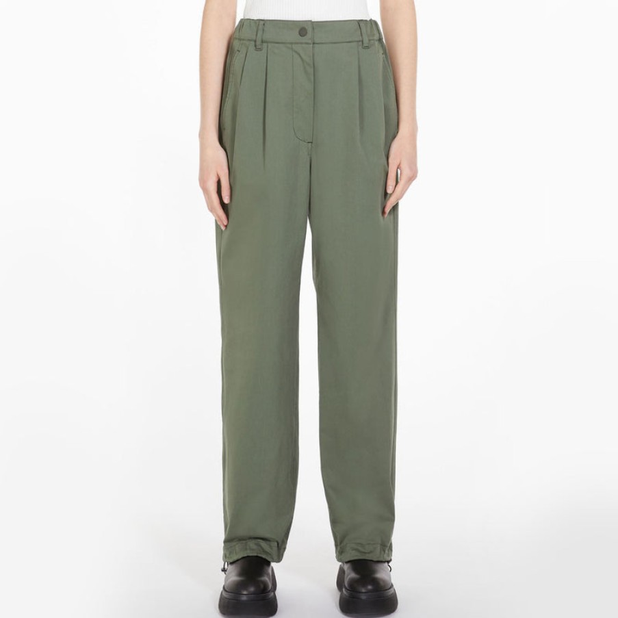 WEEKEND MAXMARA Gitane Cotton Trousers In Khaki | Collen & Clare Online