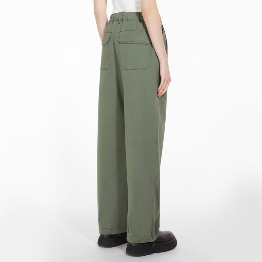 WEEKEND MAXMARA Gitane Cotton Trousers In Khaki | Collen & Clare Online