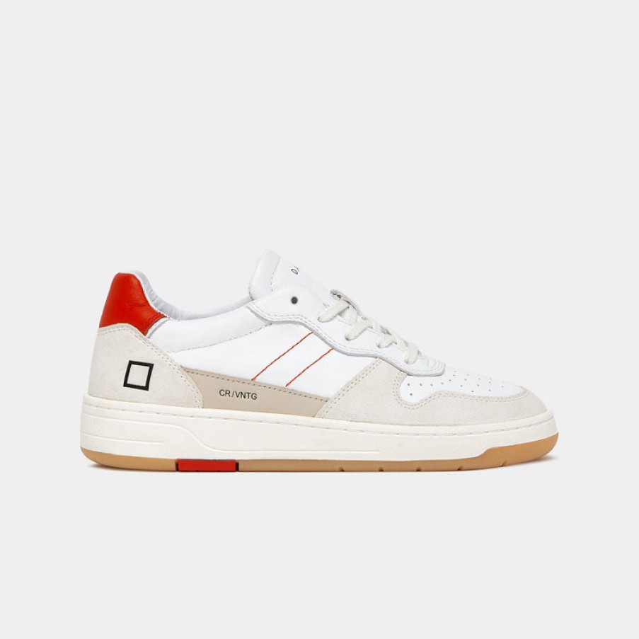 D.A.T.E Court 2.0 Vintage Calf In White/Coral Online