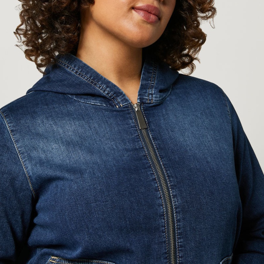 PERSONA BY MARINA RINALDI Bernini Denim Jacket In Midnight Blue Wholesale