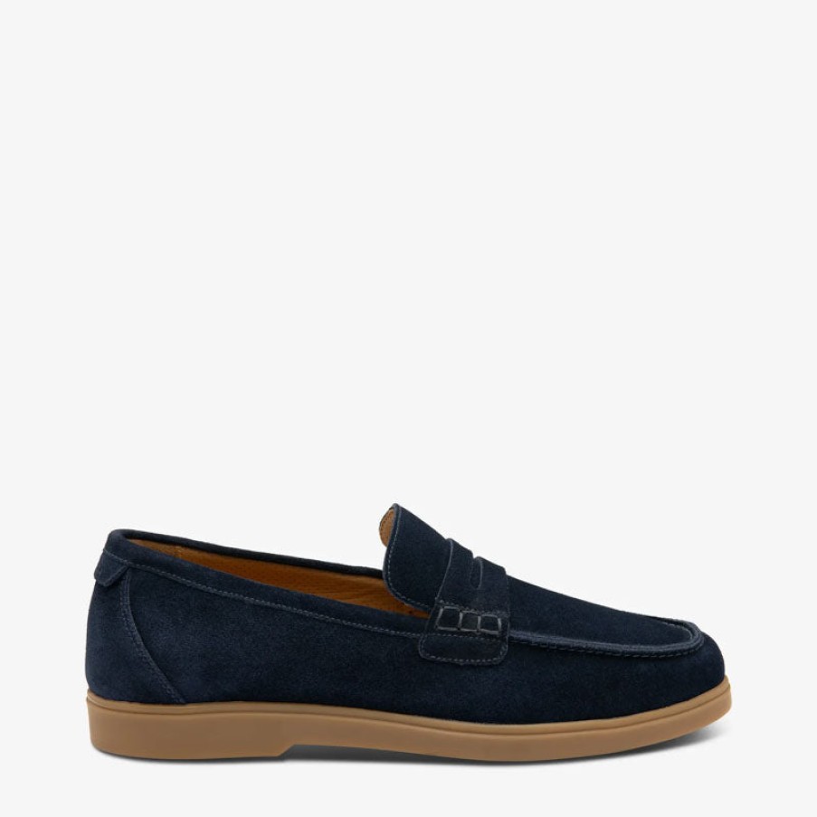 LOAKE Lucca Suede Loafers In Navy Online