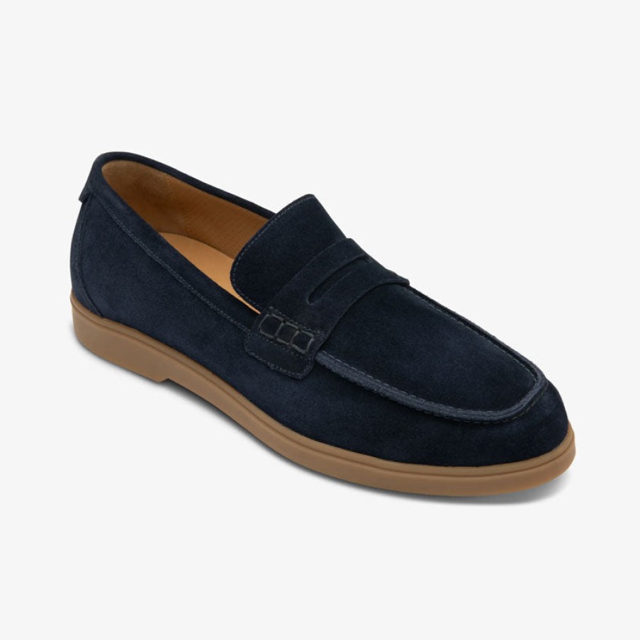 LOAKE Lucca Suede Loafers In Navy Online