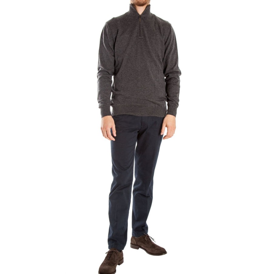 COLLEN & CLARE Miles Half Zip Merino Knit In Graphite Marl Online