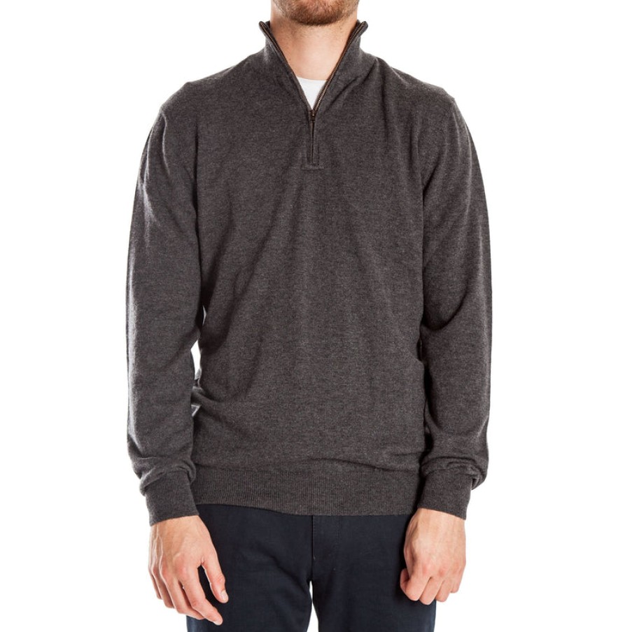 COLLEN & CLARE Miles Half Zip Merino Knit In Graphite Marl Online