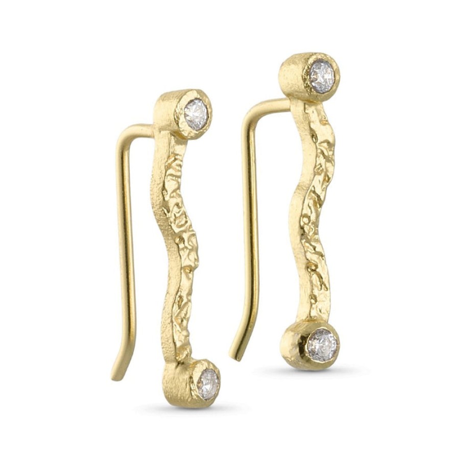 PURE BY NAT Crawler Earrings With Zircons In Gold | Collen And Clare Online