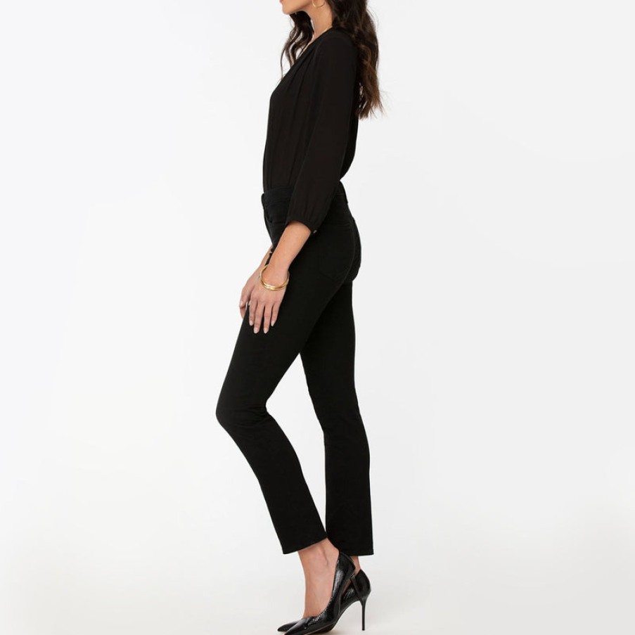 NYDJ Sheri Slim Straight Leg Jean In Black | Collen And Clare Clearance