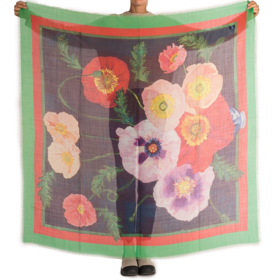 JOY MILLER Old Master Poppies Scarf In Multi | Collen And Clare Hot