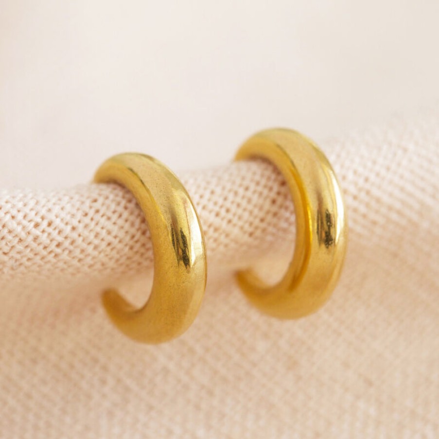 LISA ANGEL Stainless Steel Moon Hoop Earrings In Gold Hot