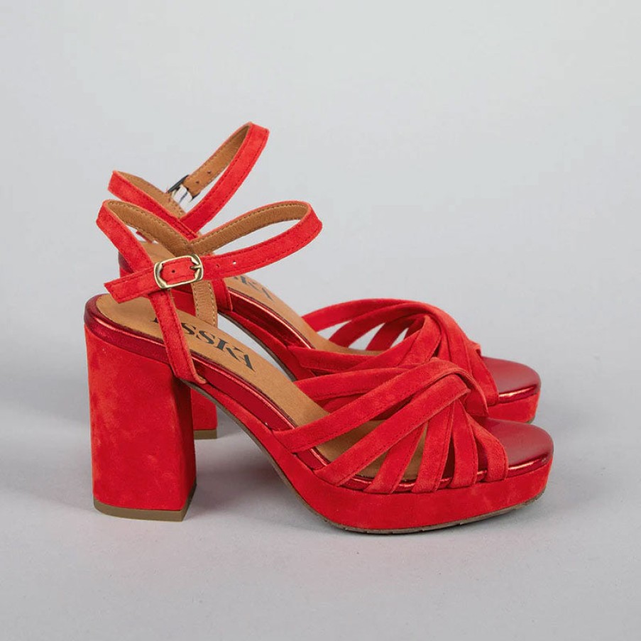 ESSKA Veronica High Heel Sandals In Red New