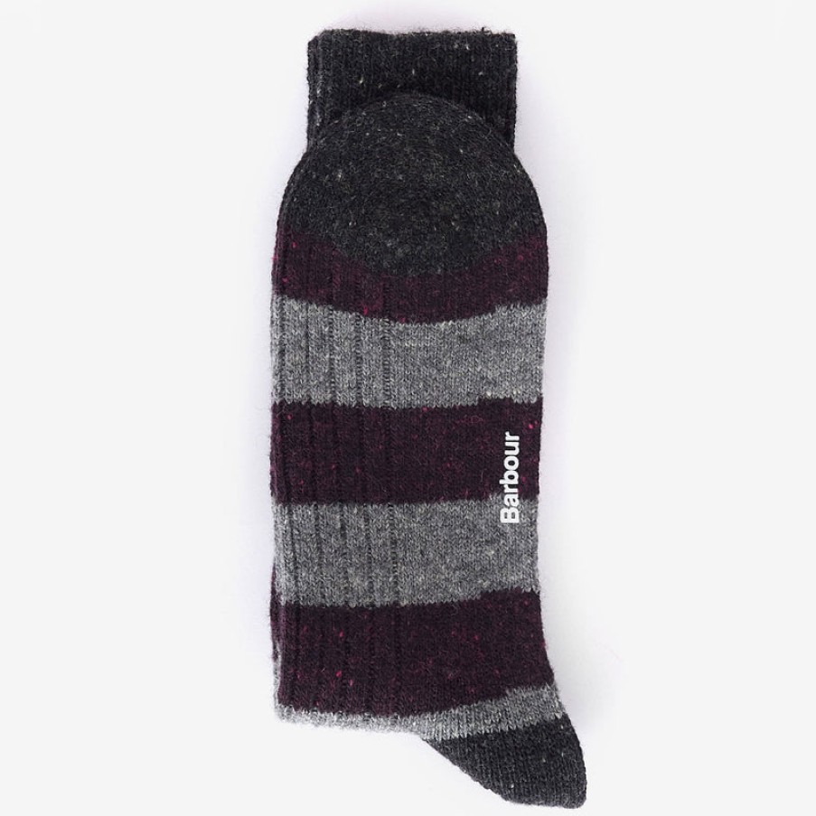 BARBOUR Houghton Stripe Socks In Fig/Asphalt | Collen & Clare Hot